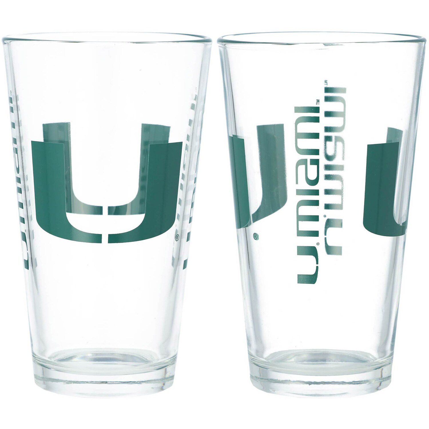 Image for Unbranded Miami Hurricanes Two-Pack 16oz. Pint Glass Set at Kohl's.