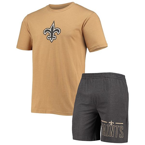 Men's Concepts Sport Charcoal/Gold New Orleans Saints Meter T-Shirt &  Shorts Sleep Set