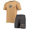 Men's Concepts Sport Charcoal/Gold New Orleans Saints Meter T-Shirt & Shorts Sleep Set