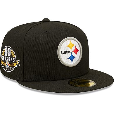 Men's New Era Black Pittsburgh Steelers Team 80th Anniversary Patch ...