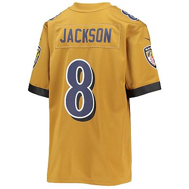 Youth Nike Lamar Jackson Gold Baltimore Ravens Inverted Team Game Jersey