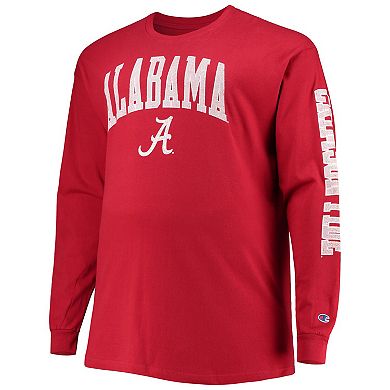 Men's Champion Crimson Alabama Crimson Tide Big & Tall 2-Hit Long Sleeve T-Shirt