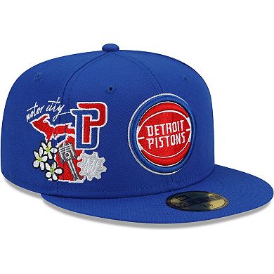 Men's New Era Blue Detroit Pistons City Cluster 59FIFTY Fitted Hat