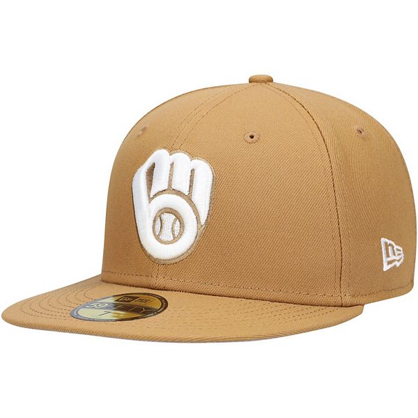 Men's New Era Khaki Milwaukee Brewers Golfer Adjustable Hat