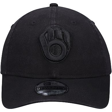 Men's New Era Milwaukee Brewers Black on Black Core Classic 9TWENTY Adjustable Hat