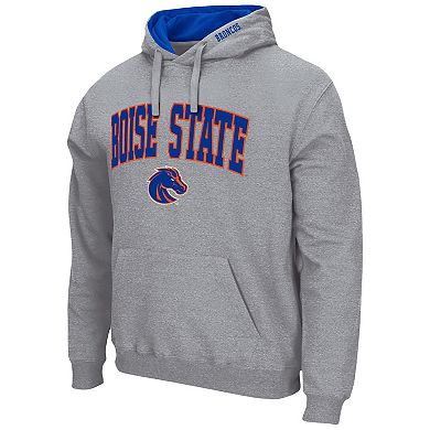 Men's Colosseum Heathered Gray Boise State Broncos Arch & Logo 3.0 Pullover Hoodie