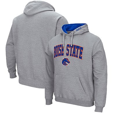 Men's Colosseum Heathered Gray Boise State Broncos Arch & Logo 3.0 Pullover Hoodie