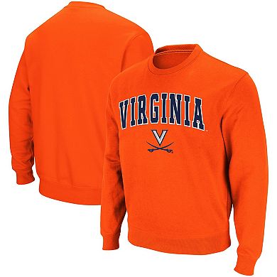 Men's Colosseum Orange Virginia Cavaliers Team Arch & Logo Tackle Twill Pullover Sweatshirt