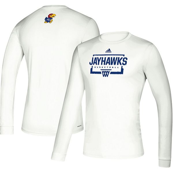 Men's Adidas White Kansas Jayhawks Locker Lines Baseball Fresh T-Shirt