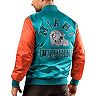 Men's Starter Aqua/Orange Miami Dolphins Locker Room Throwback Satin Varsity Full-Snap Jacket