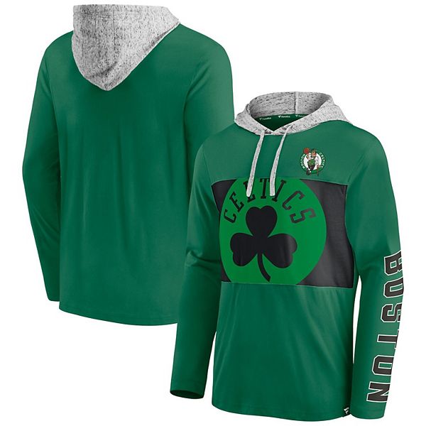 Men's Fanatics Branded Kelly Green/Heathered Gray Boston Celtics Block  Party Pullover Hoodie