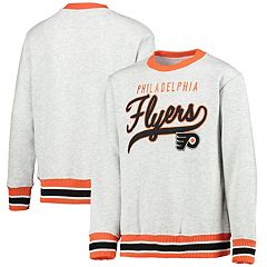 Youth Philadelphia Flyers Heathered Gray/Heathered Black Square Up Raglan  Tri-Blend Long Sleeve T-Shirt