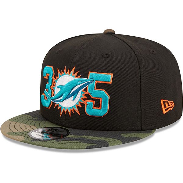 Miami Dolphins New Era Camo Vizor 9FIFTY Snapback Hat - Black