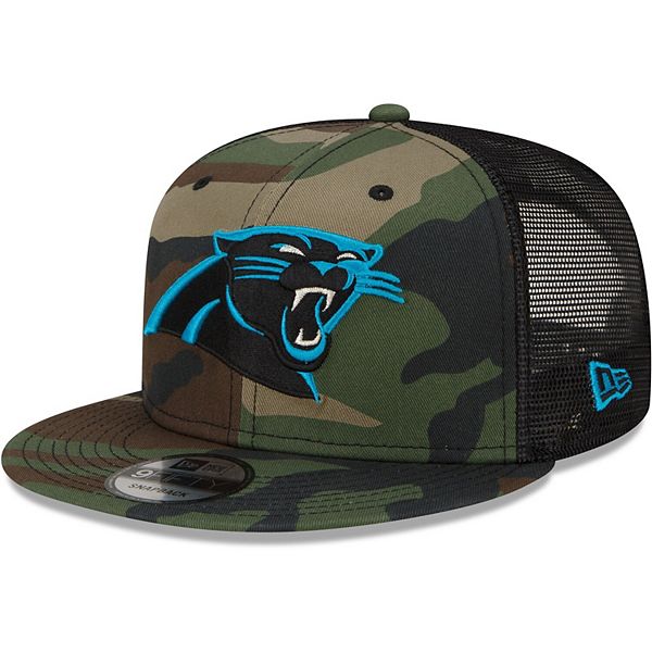 Men's New Era Camo Carolina Panthers Woodland Trucker 2.0 9FIFTY Snapback  Hat