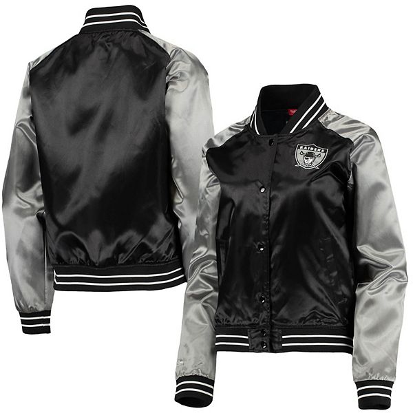 Raiders Mens Mitchell Ness Origins Varsity Satin Jacket