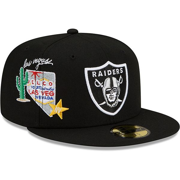 Men's New Era Black Las Vegas Raiders City Cluster 59FIFTY Fitted Hat