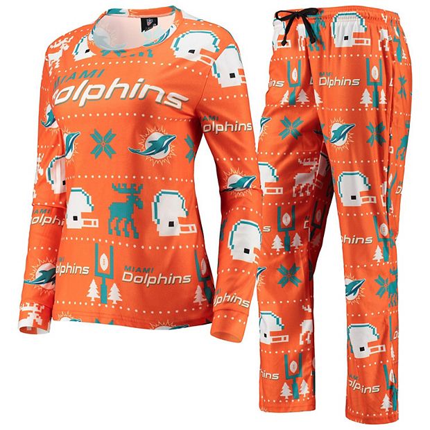 Women's FOCO Orange Miami Dolphins Ugly Pajamas Set