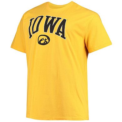 Men's Champion Gold Iowa Hawkeyes Big & Tall Arch Over Wordmark T-Shirt