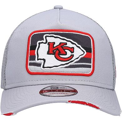 Men's New Era Gray Kansas City Chiefs Stripes A-Frame Trucker 9FORTY ...