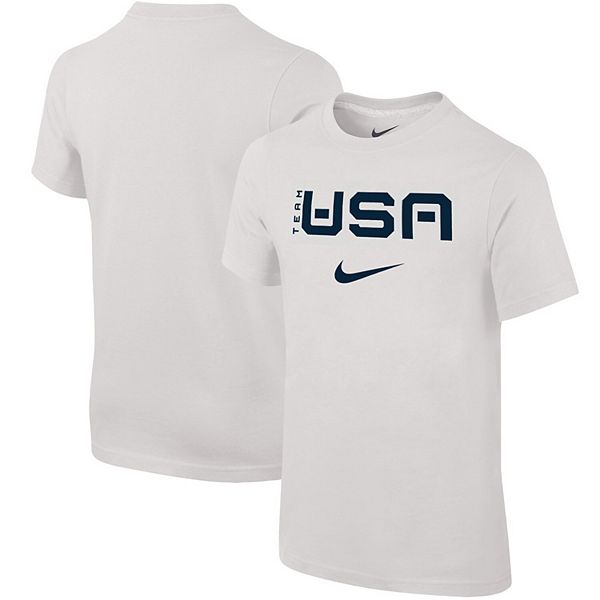 Youth Nike White Team USA Logo Wordmark Core T-Shirt