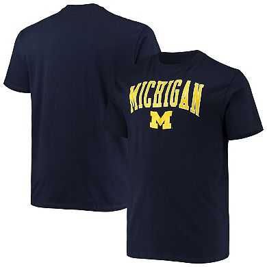 Men's Champion Navy Michigan Wolverines Big & Tall Arch Over Wordmark T-Shirt