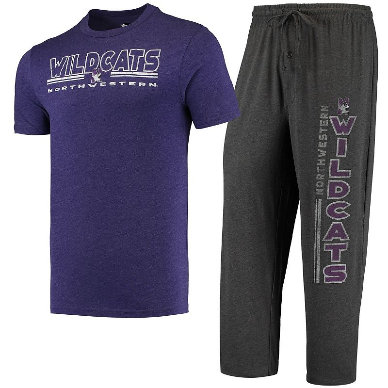 Mens Concepts Sport Heathered Charcoal/Purple Northwestern Wildcats Meter 
