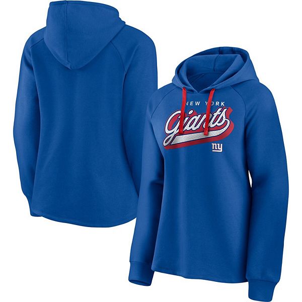 Women s Fanatics Branded Royal Red New York Giants First Contact Raglan Pullover Hoodie