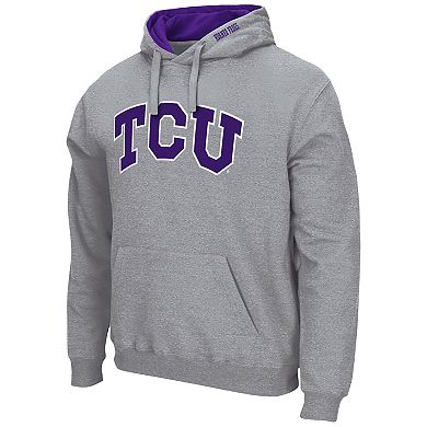 Men's Colosseum Heather Gray TCU Horned Frogs Arch & Logo 3.0 Pullover ...