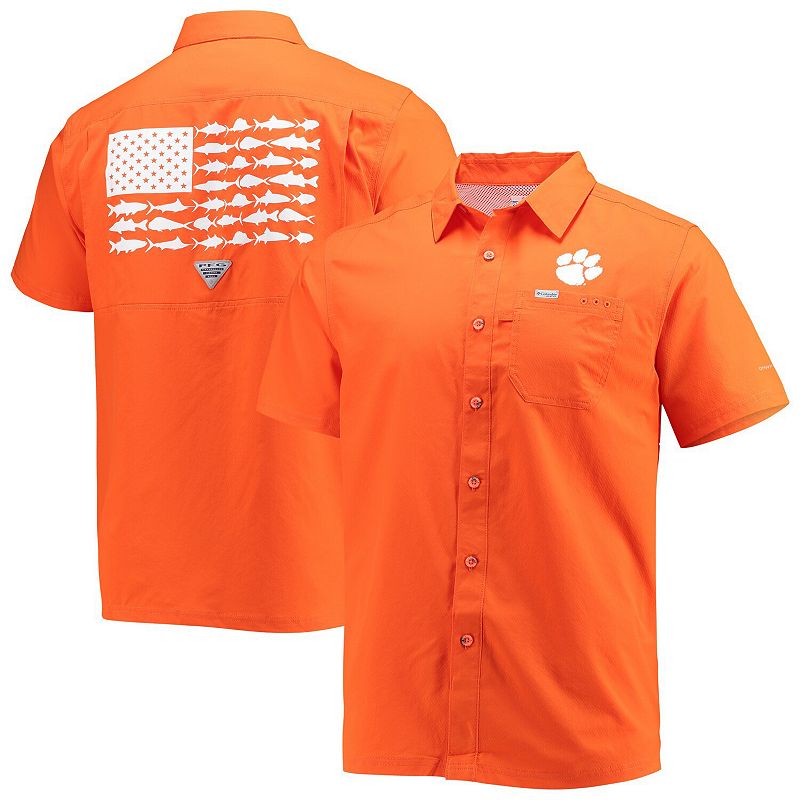 Mens Columbia PFG Orange Clemson Tigers Slack Tide Camp Button-Up Shirt, S