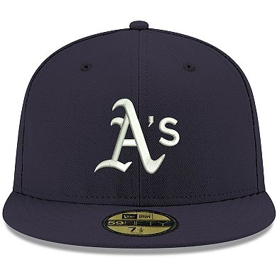 Men's New Era Navy Oakland Athletics White Logo 59FIFTY Fitted Hat