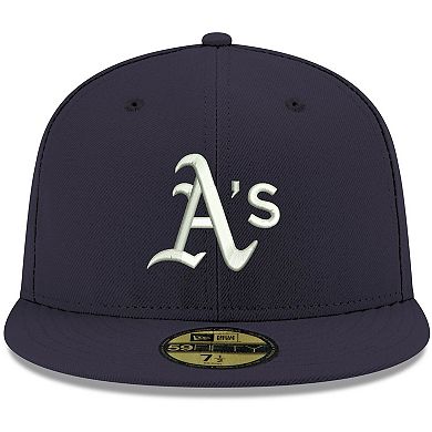 Men's New Era Navy Oakland Athletics Logo White 59FIFTY Fitted Hat