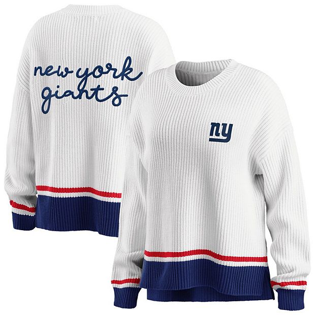 Women's WEAR by Erin Andrews White/Royal New York Giants Pullover Sweater