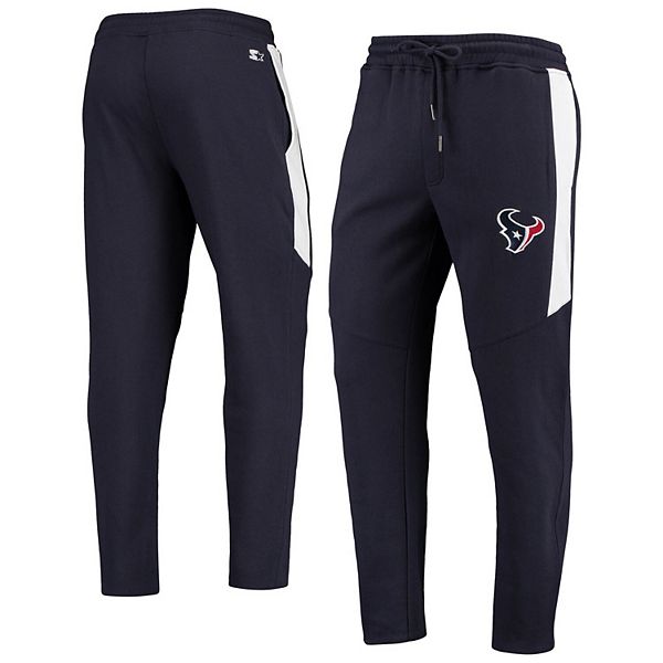 Men's Starter Navy/White Houston Texans Goal Post Fleece Pants