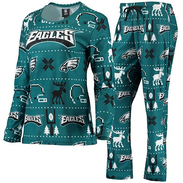 Philadelphia Eagles FOCO Wordmark Ugly Pajama Set - Midnight Green