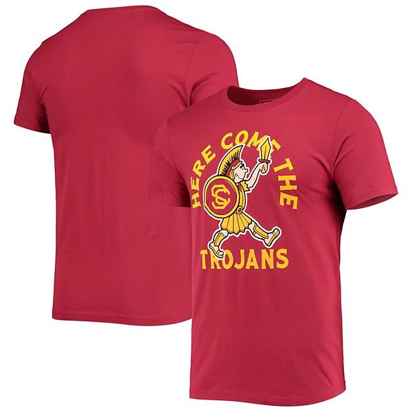 USC Trojans Men's Distressed Arched Crew Neck T-Shirt Cardinal Red 