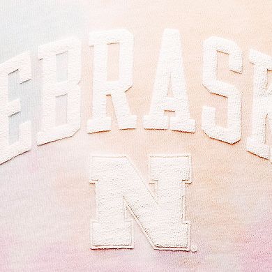 Women's League Collegiate Wear Pink/White Nebraska Huskers Tie-Dye Cropped Pullover Hoodie