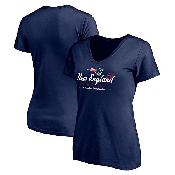 Women's Fanatics Branded Navy New England Patriots Hometown Collection  Wildcat V-Neck T-Shirt