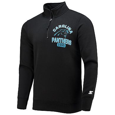 Men's Starter Black Carolina Panthers Heisman Quarter-Zip Jacket
