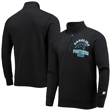 Men's Starter Black Carolina Panthers Heisman Quarter-Zip Jacket