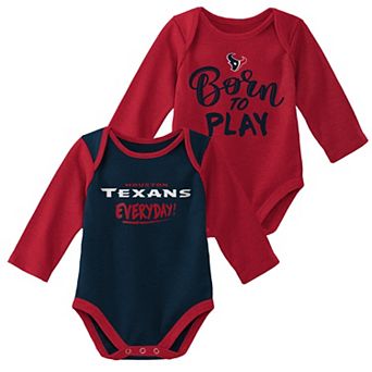 Newborn & Infant Red/Navy Houston Texans 2-Pack Little Player Long Sleeve Bodysuit Set