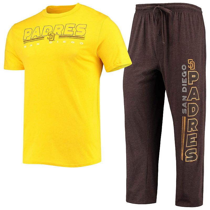 Mens Concepts Sport Brown/Gold San Diego Padres Meter T-Shirt and Pants Sl