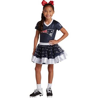 Girls Youth Navy New England Patriots Tutu Tailgate Game Day V-Neck Costume