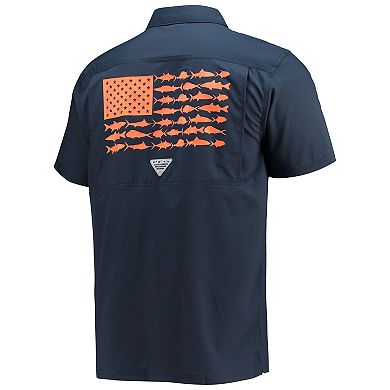 Men's Columbia PFG Navy Auburn Tigers Slack Tide Camp Button-Up Shirt
