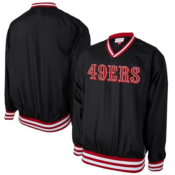Women's Mitchell & Ness Black San Francisco 49ers 75th Anniversary Faithful  to the Bay V-Neck Pullover Jacket