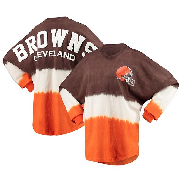 Women's Fanatics Branded Brown/White Cleveland Browns Ombre Long Sleeve T- Shirt