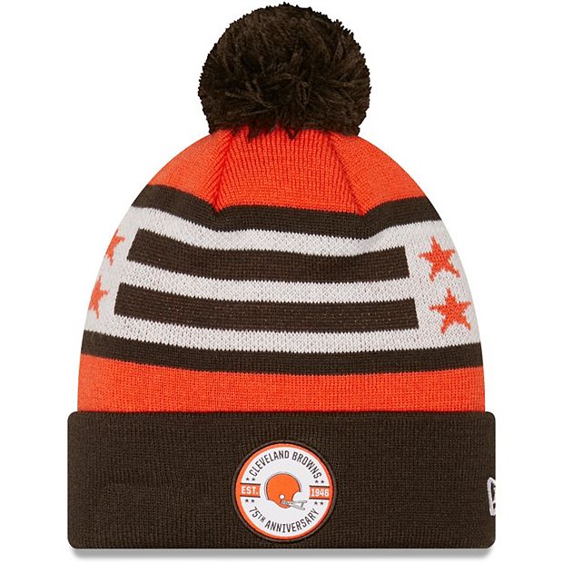 Men's New Era Orange Cleveland Browns 75th Anniversary Cuffed Knit Hat with  Pom