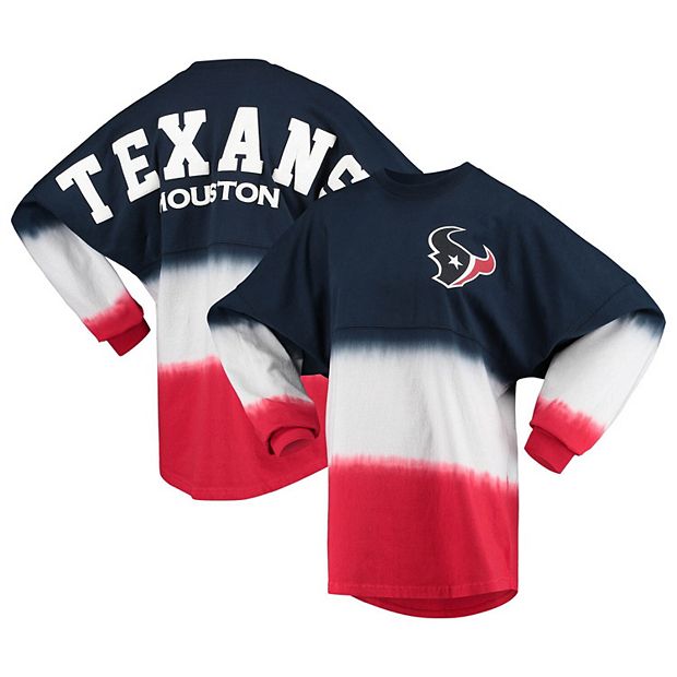 Women's Fanatics Branded Navy/White Houston Texans Ombre Long Sleeve T-Shirt