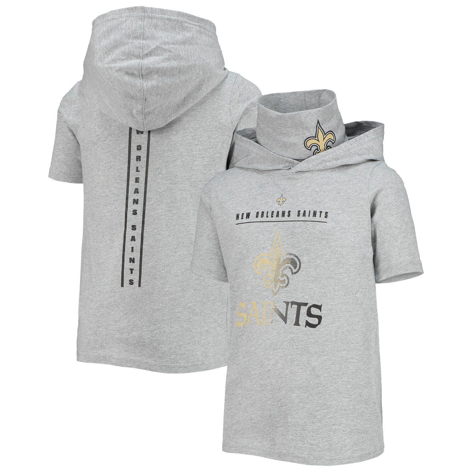 New Orleans Saints Youth Double Up Pullover Hoodie & Pants Set -  Black/Heather Gray