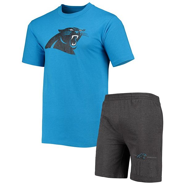 Men's Concepts Sport Charcoal/Blue Carolina Panthers Meter T-Shirt & Shorts  Sleep Set