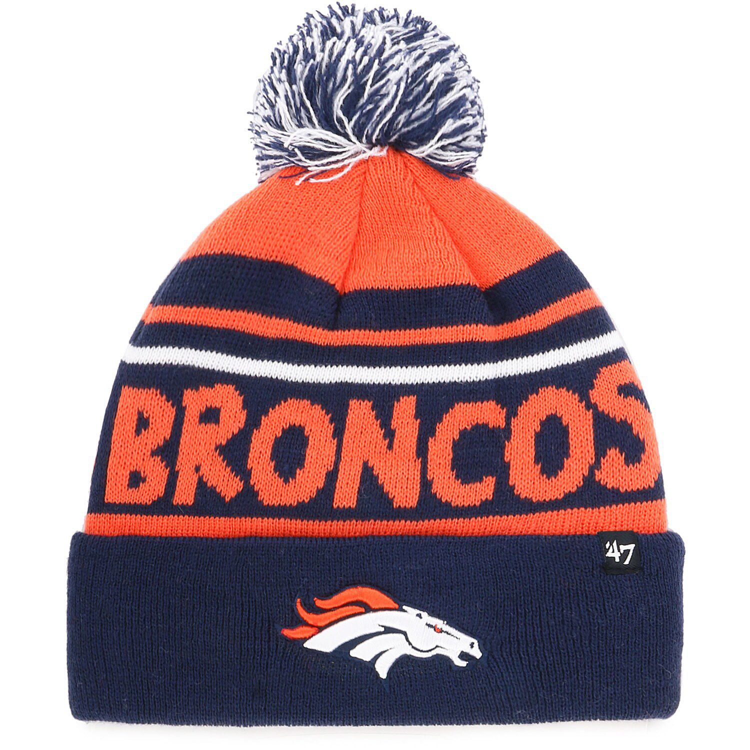 Image for Unbranded Youth '47 Orange/Navy Denver Broncos Playground Cuffed Knit Hat With Pom at Kohl's.